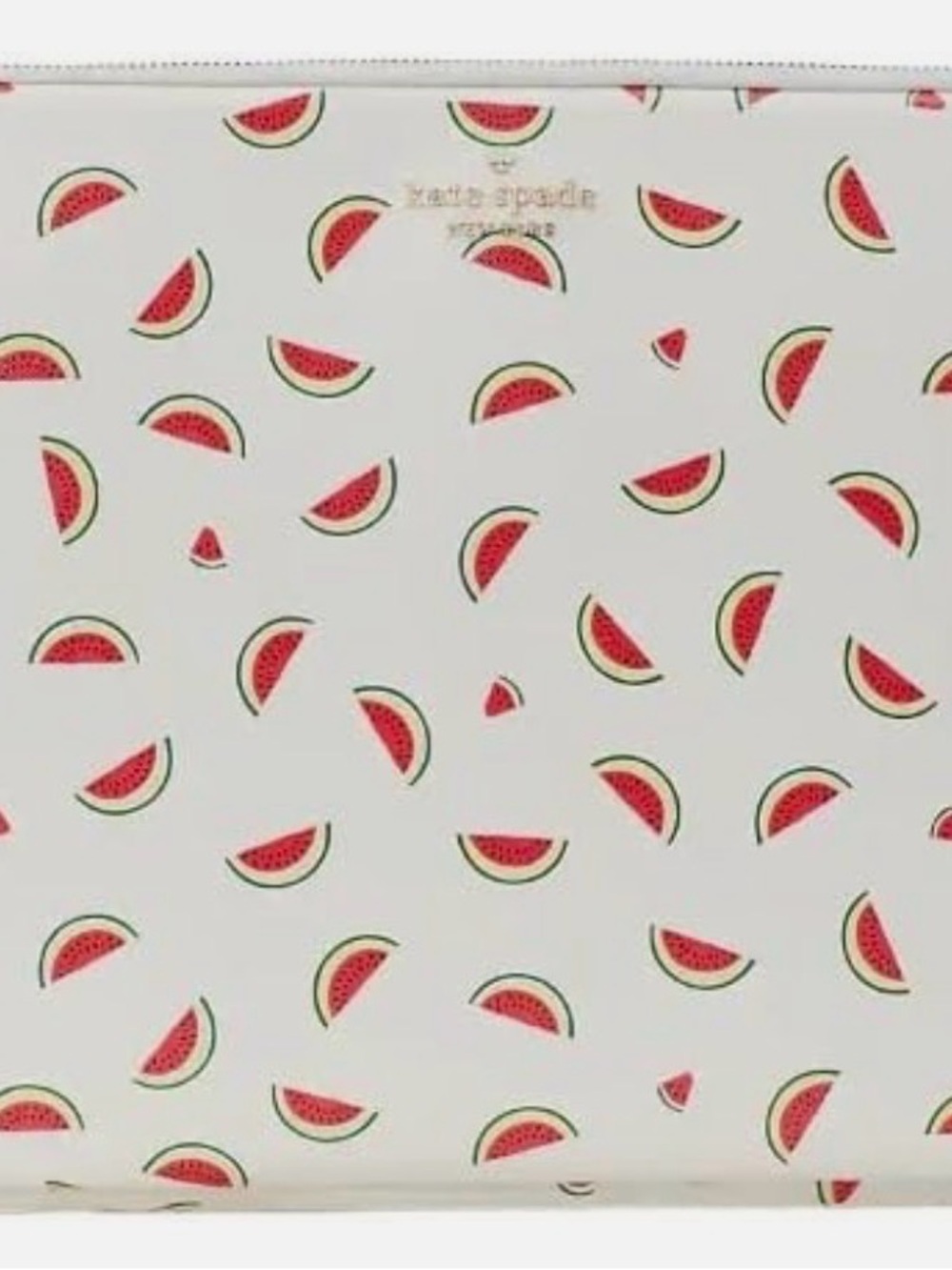 kate spade white watermelon print laptop bag with red & green - like new